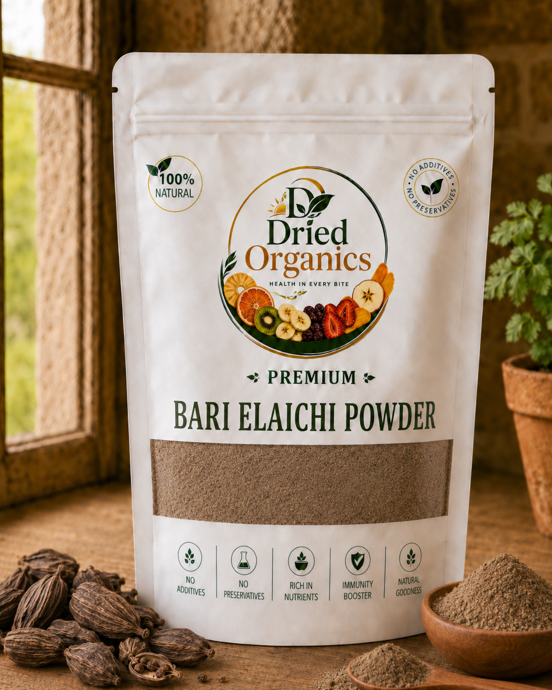 Premium Bari Elaichi Powder | 100% Natural | Pure Black Cardamom Powder | No Additives | Dried Organics