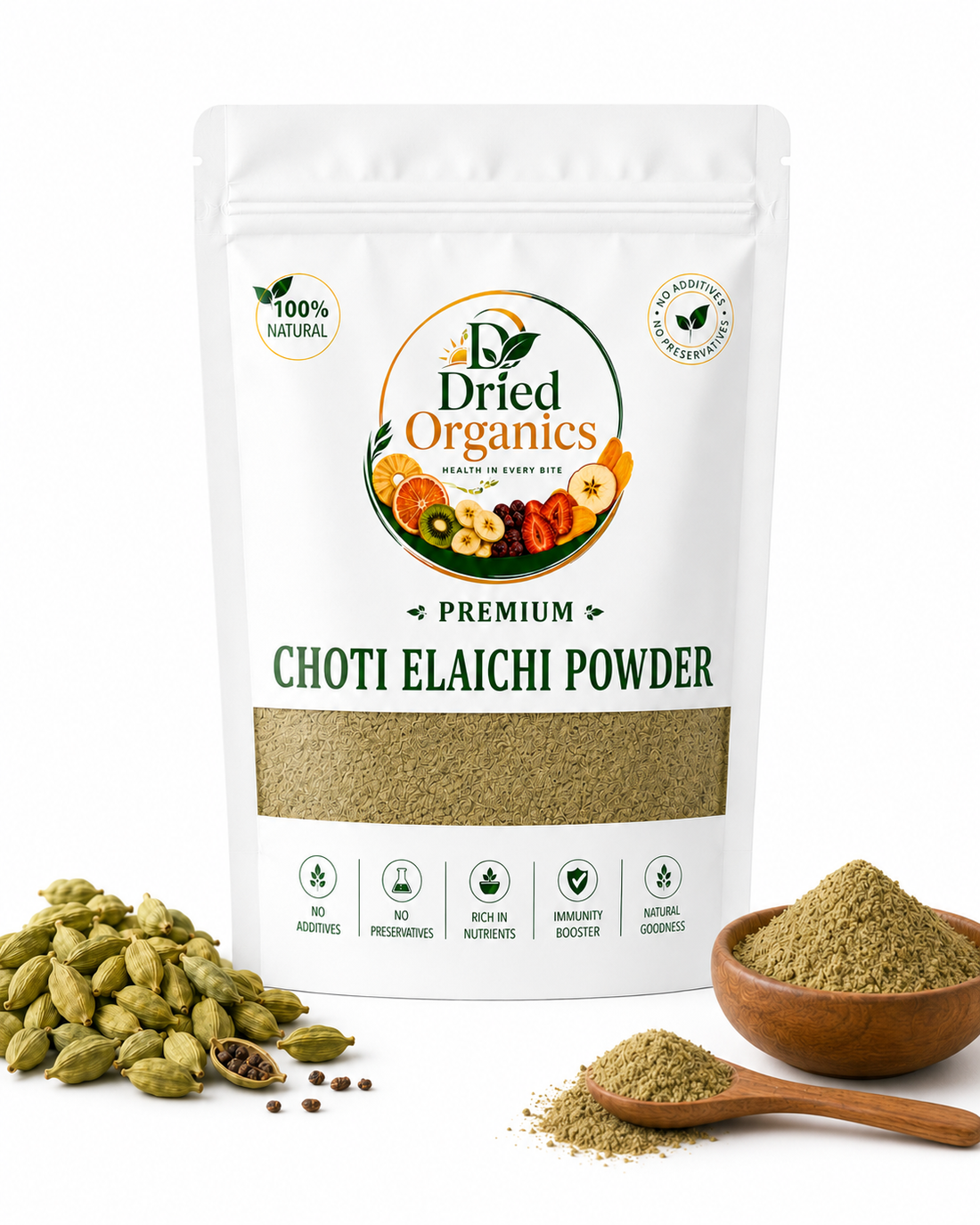 Premium Choti Elaichi Powder | 100% Natural | Pure Green Cardamom Powder | No Additives | Dried Organics