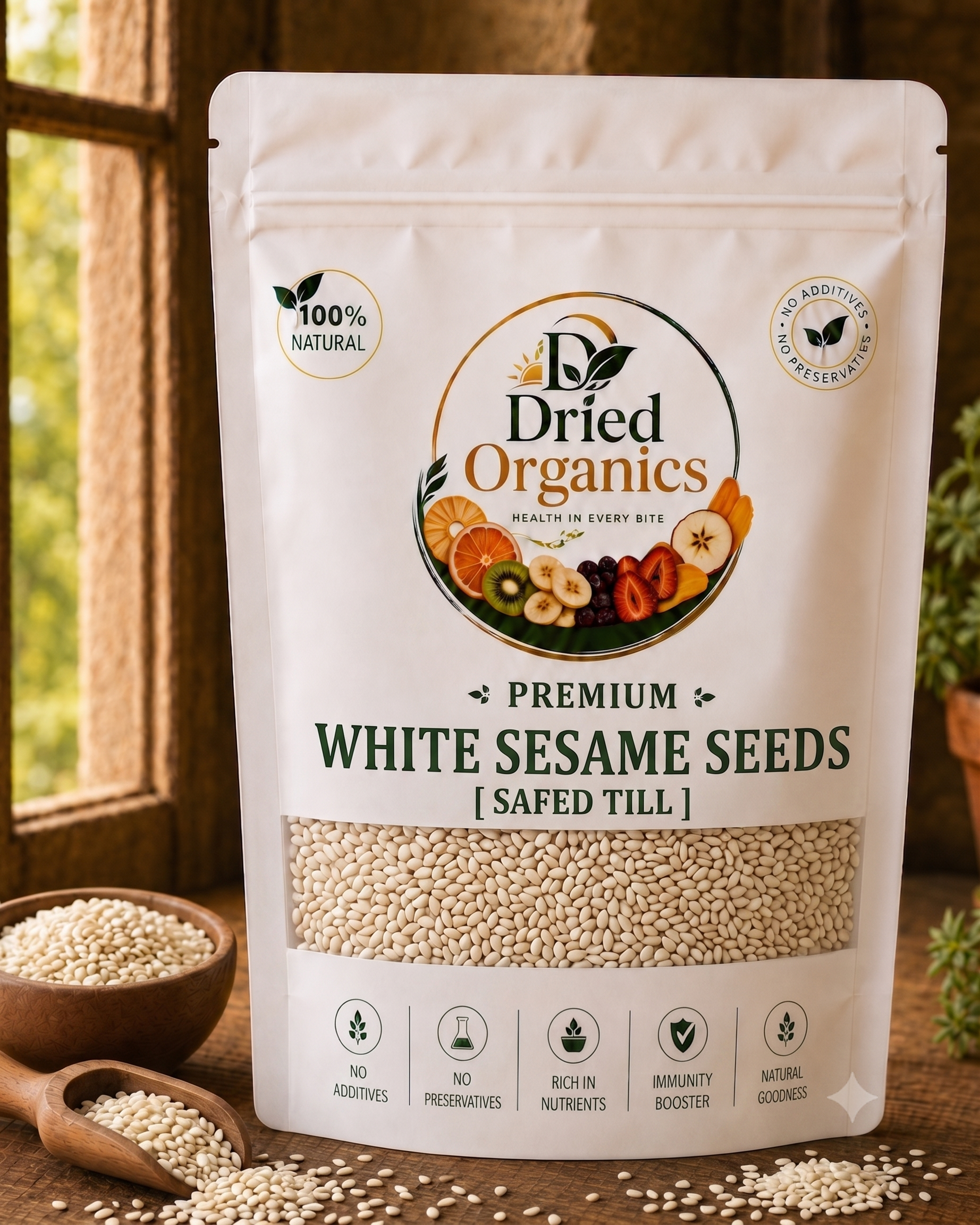 Premium Safeed Till (White Sesame Seeds) | 100% Natural | Pure White Sesame Seeds | No Additives | Dried Organics