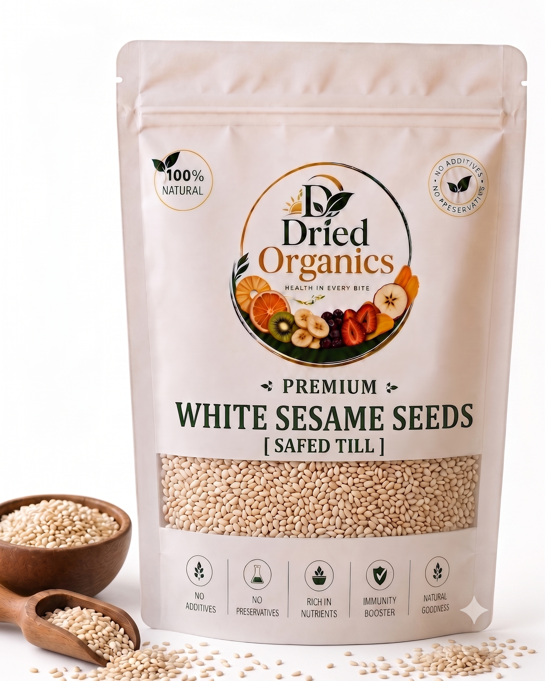 Premium Safeed Till (White Sesame Seeds) | 100% Natural | Pure White Sesame Seeds | No Additives | Dried Organics