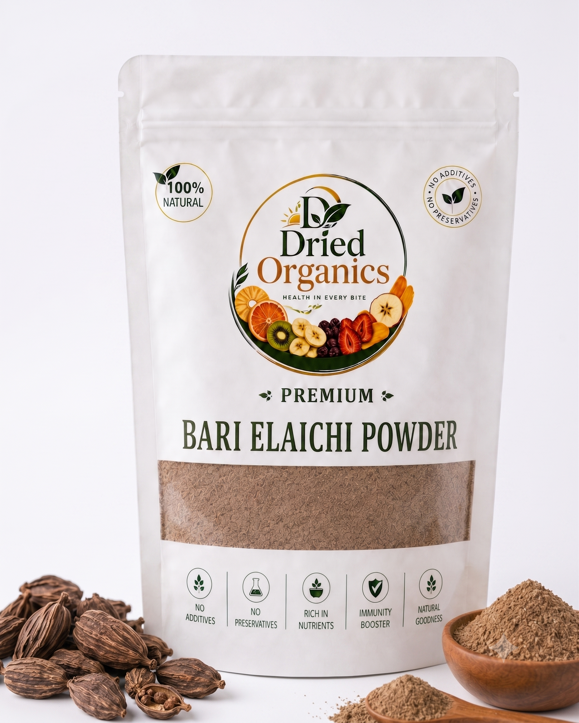 Premium Bari Elaichi Powder | 100% Natural | Pure Black Cardamom Powder | No Additives | Dried Organics