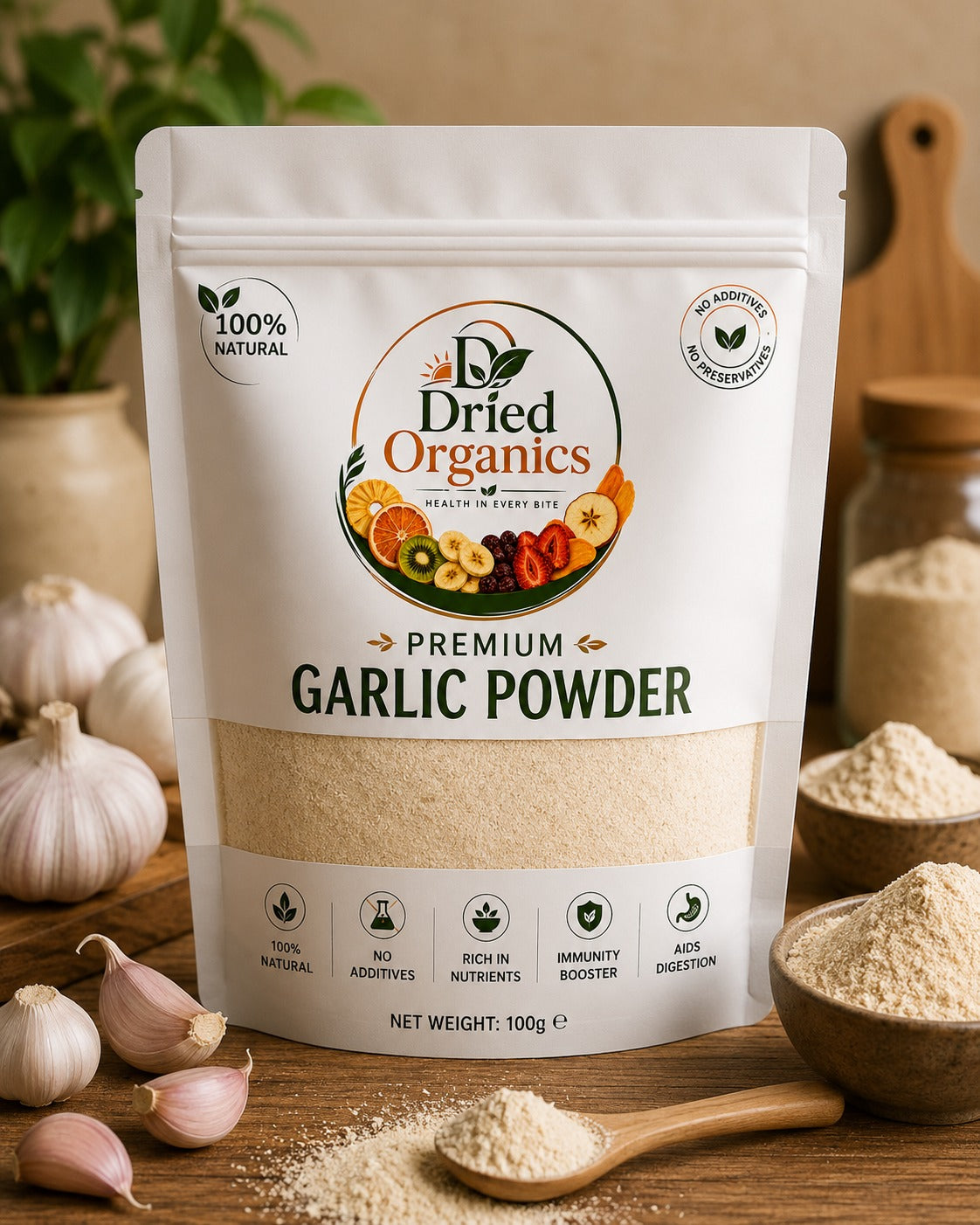 Premium Garlic Powder | 100% Natural | Pure Dried Garlic Powder | No Additives | Dried Organics