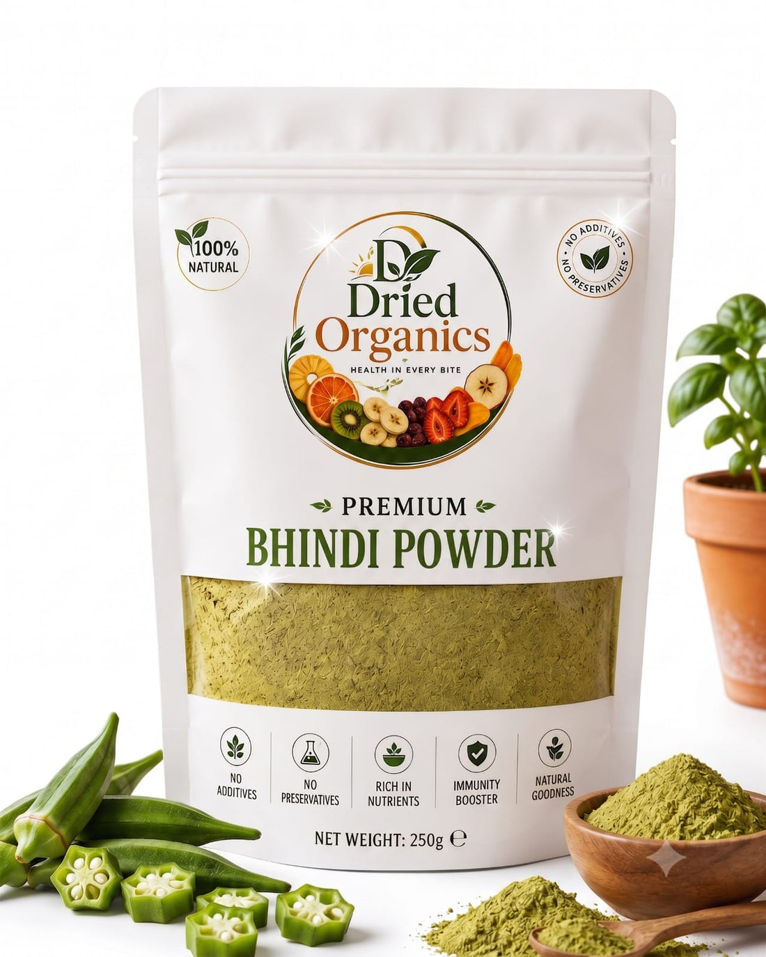 Premium Bhindi Powder | 100% Natural | Pure Dried Okra Powder | No Additives | Dried Organics